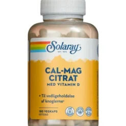 SOLARAY CAL-MAG CITRAT KAPSLER + D-VITAMIN (180 STK)