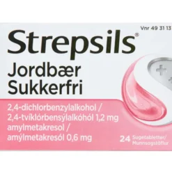 STREPSILS JORDBÆR SUKKERFRI 24 STK